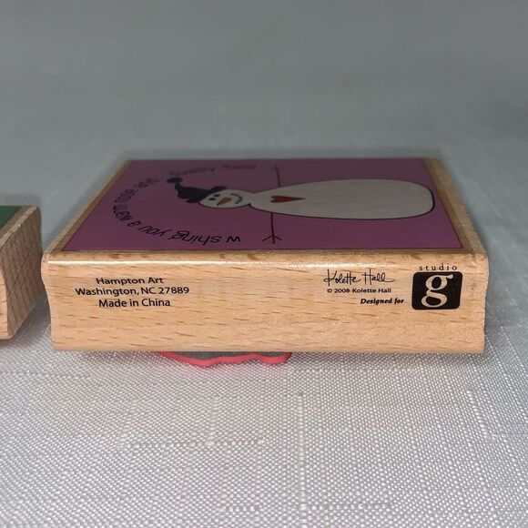 NWOT Snowman Snowflake Stamp Set 2 Wood Mount Winter Scrapbooking Card Crafting - Picture 5 of 7